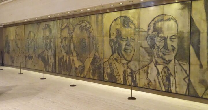 A mural at the LBJ Presidential Library